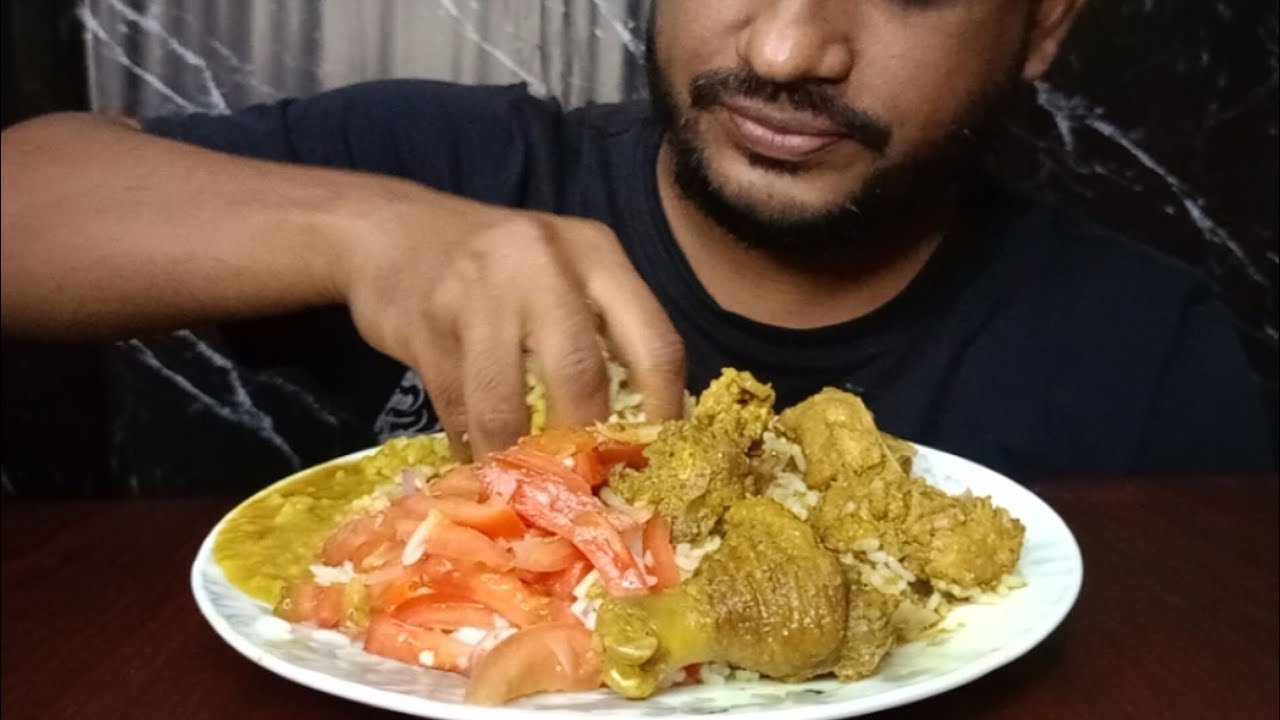 ঘন ডাল সাথে বড় লেয়ার মুরগির মাংস গরম ভাত দিয়ে খাচ্ছি | bengali food eating 