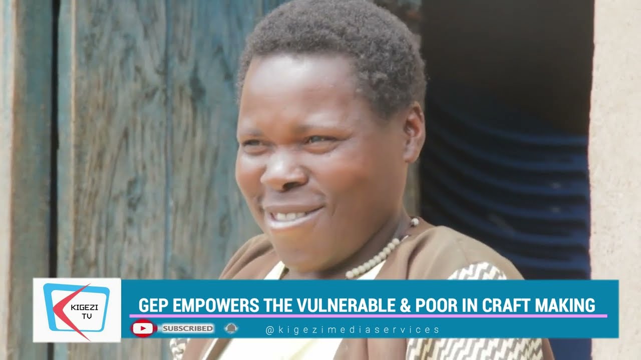 Empowered physically handicapped woman in Rubanda districts makes crafts for export.