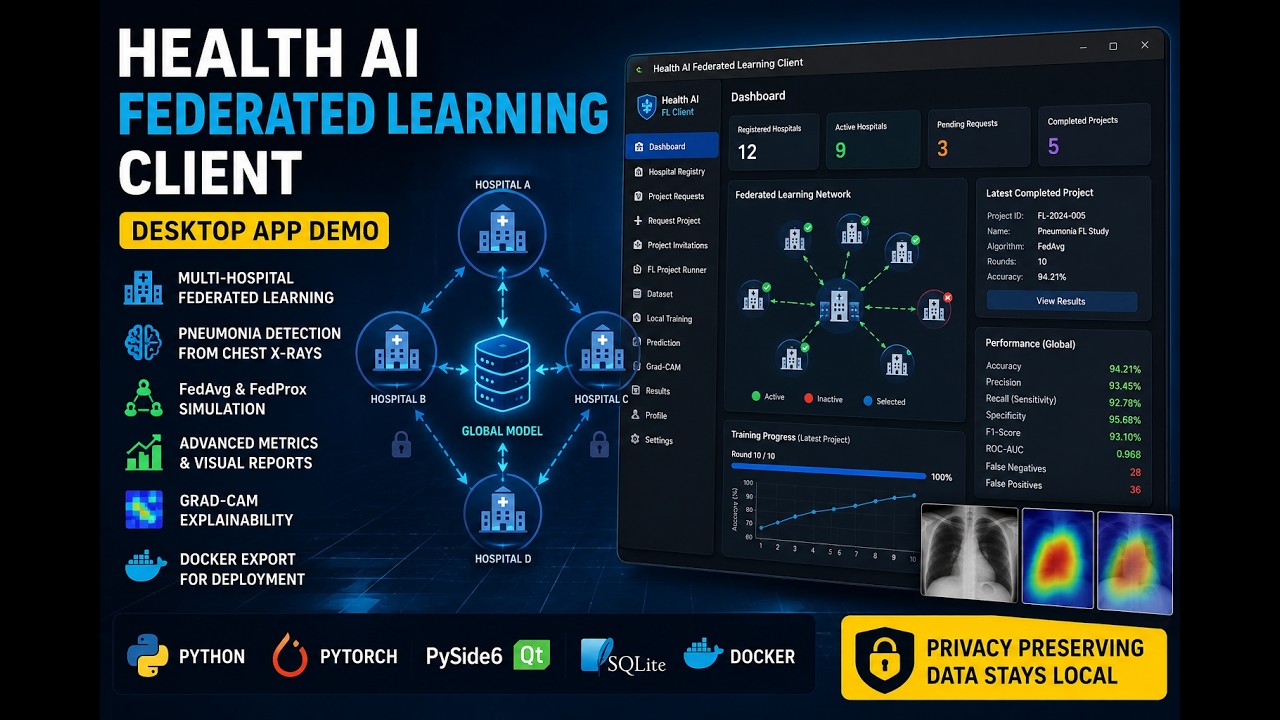Health AI Federated Learning Client | PySide6 + PyTorch Medical AI System Demo