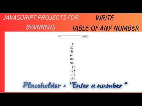Table of any number by for loop in js, Multiplication Table of a Number in Javascript, #forloop, #js
