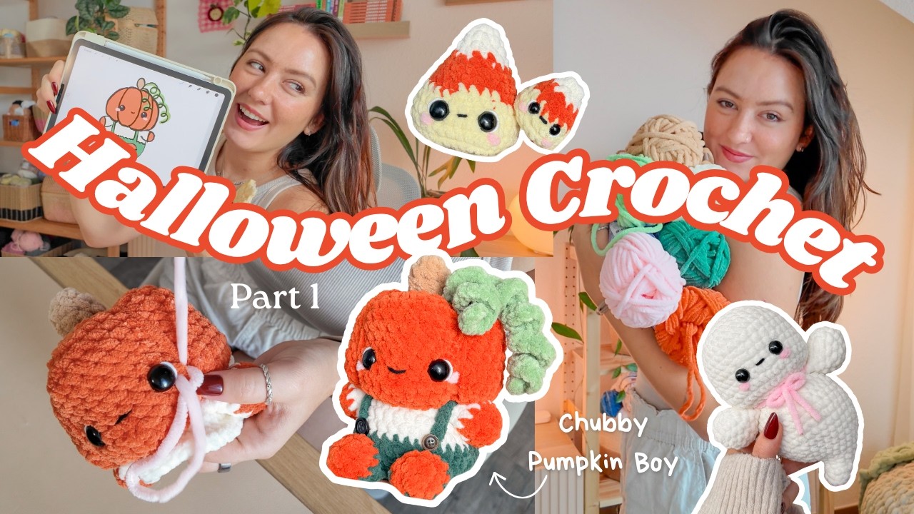 Crocheting my DREAM HALLOWEEN collection 🎃 Cozy Vlog Part 1 - Pumpkin Boy