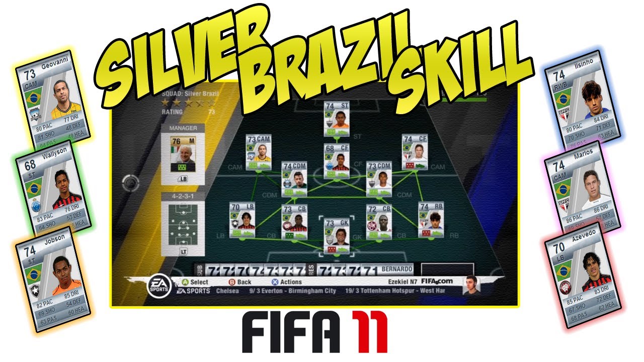 FIFA 11 UT - Silver Brazil Skill Squad Builder w/ Goals! (My First Ever Video)