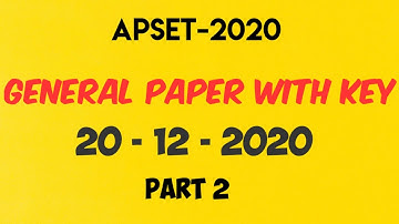 APSET 2021 General Paper 1 with key which has held on 20th December 2021 | AP SET 2021 Paper 1 Key