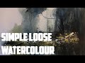 Abstract loose landscape watercolour painting: Abstract watercolor painting lessons