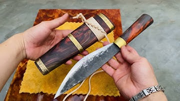 Mèo Mini  thép vòng bi 19cm,cán vỏ gỗ trắc đỏ đen của a Phạm Định ./Dao Mèo Gỗ Quý #daomeo