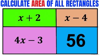 Calculate the area of all rectangles | Area of Blue rectangle is 56 | Important skills explained