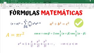 Como escribir FÓRMULAS MATEMÁTICAS en Excel - Fácil y Rápido | Como insertar ecuaciones y símbolos