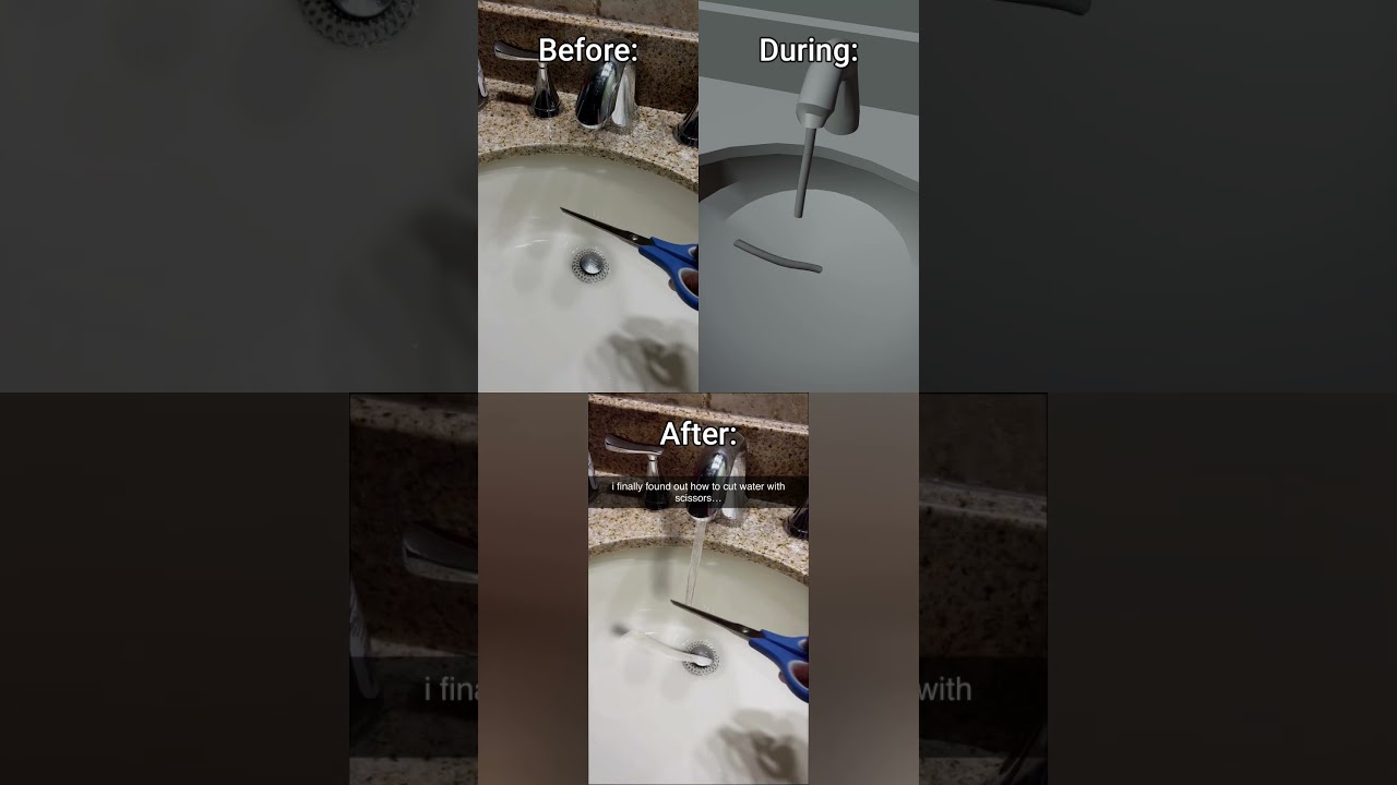 Water cutting with scissors actually works (Behind The Scenes) #shorts #experiment #trick