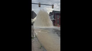Huge plume of water launch into the air after Lebanon water main break