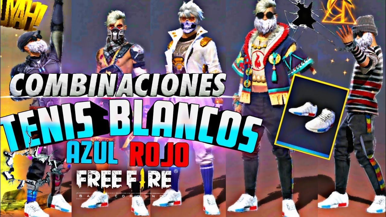 TOP MEJORES😱 COMBINACIONES CON LOS 👟TENIS BLANCOS(AZUL ROJO) FREE FIRE  2020 LuisMx YT ❤🔥🇲🇽 - YouTube