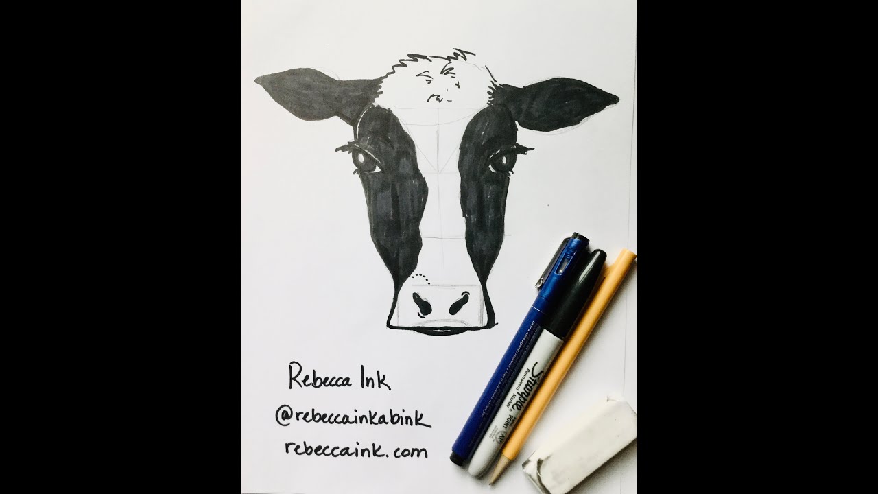 How To Draw A Cow Using Simple Shapes - YouTube