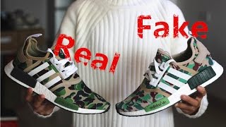 Comparison Review: Bape x Adidas NMD Camo Green Real vs. Fake - YouTube