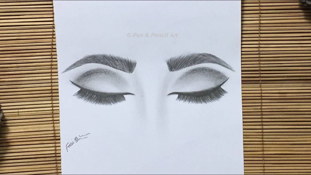 How to Draw Closed Eyes // Easy way to Draw Girl Eye // Pencil Sketch