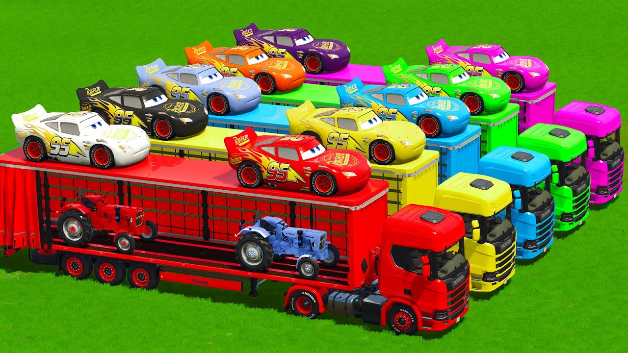 MASSIVE CARGO TRANSPORT WITH JEEP 4x4 CARS, MCQUEEN & TRUCKS - FS25