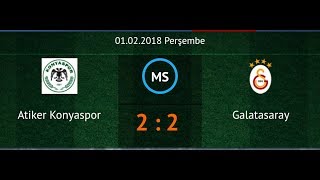 Atiker Konyaspor: 2 - Galatasaray: 2 Maçın Geniş Özeti  01/02/2018