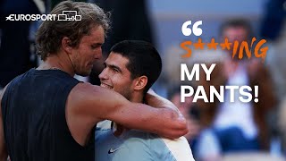 Sing My Pants Zverevs Reaction To Epic Victory Over Alcaraz Eurosport Tennis
