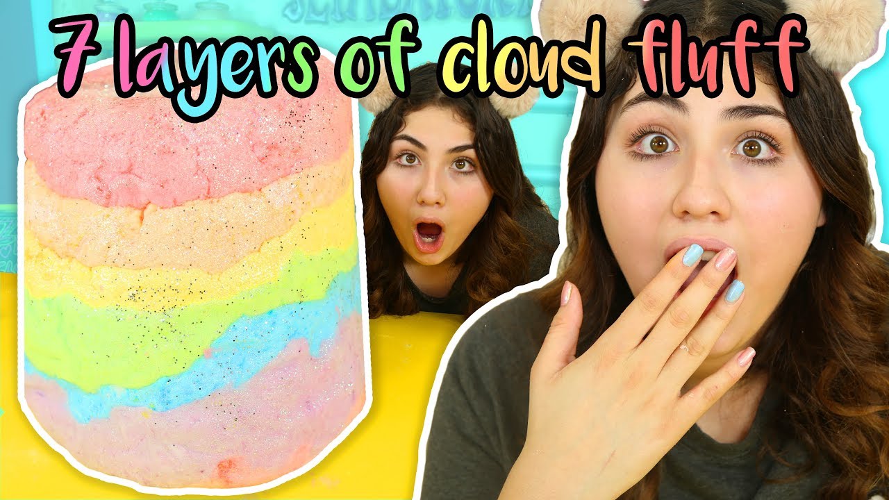 7 LAYERS OF CLOUD FLUFF SLIME, GIANT RAINBOW FLUFF