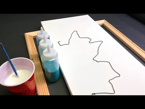 Fluid Art CHAIN PULLING!! Acrylic String Painting Wigglz Art AWESOME Results!! Please Share!