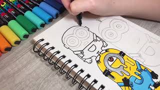 Drawing MINIONS in 3 DIFFERENT effects with Posca Markers!?!