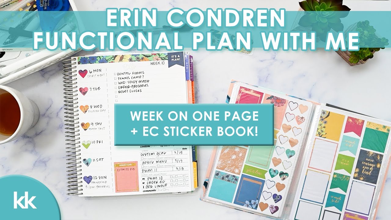 Erin Condren Plan with Me Functional Weekly Spread on a Monthly Planner ...