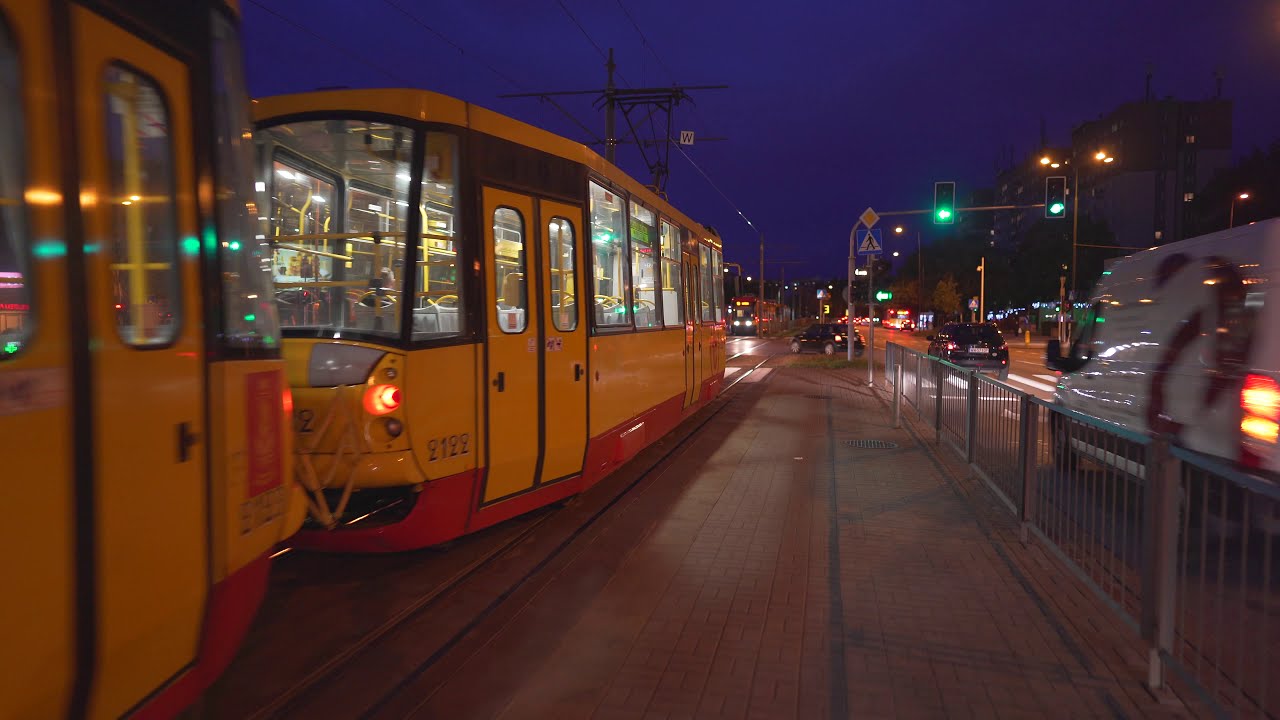 Poland, Warsaw, tram 35 night ride from Nowe Bemowo 09 to Conrada 06