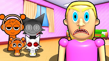 SPRUNKI OREN FAMILY AND EVIL WENDA FAMILY ESCAPE TEAM EVIL MOM IN ROBLOX