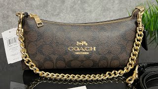 Распаковка сумки COACH Charlotte Shoulder Bag In Signature Canvas (gold/brown black) #распаковка