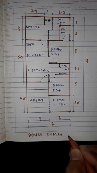 Denah Rumah 6x13 m