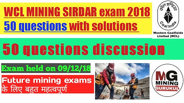 WCL mining sirdar question paper | wcl mining sirdar exam 2018 | MINING GURUKUL