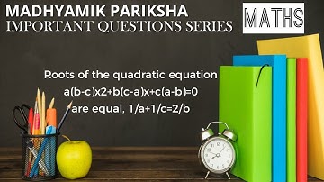 Roots of the quadratic equation a(b-c)x2+b(c-a)x+c(a-b)=0 are equal, 1/a+1/c=2/b By Ramadan Tutorial