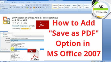 How to Create PDF File in MS Office 2007 | Add PDF Option in MS Office 2007 #adtechnologysolutions