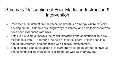 Peer Mediated Instruction & Intervention Video EBP