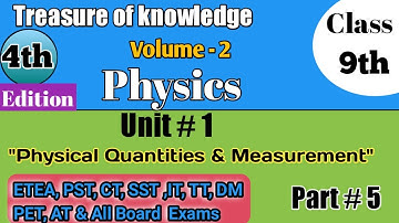 Treasure of knowledge 4thEdition Volume2 Physics Mcqs Class 9th Unit #1| EteaTest Preparation|Part 5