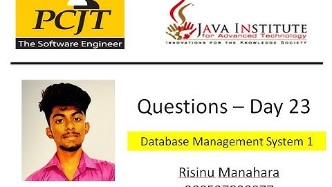Questions set 23 | Database Management System | Java Institute | Risinu Manahara