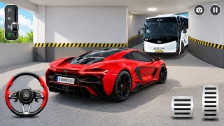 Red Supercar vs Bus in Parking Ramp! | 3D Driving Class Gameplay screenshot 3