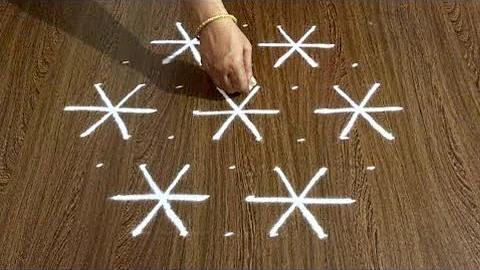 Simple Flower Rangoli Design with Beautiful Colours and 9x5 Dots | Easy Daily Kolam