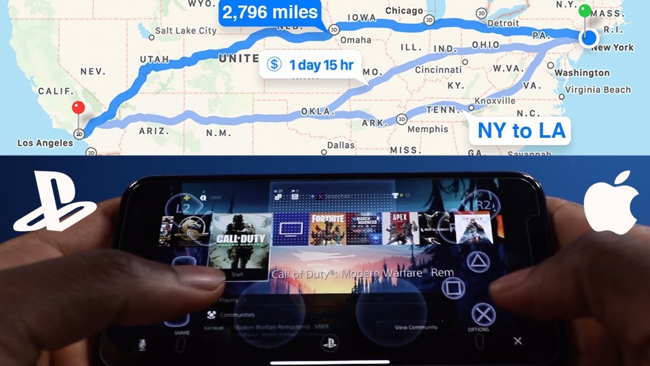 ubehag gryde Aja Play PS4 Games on iPhone - Away from Home (NY to LA) - PS4 Remote Play -  YouTube