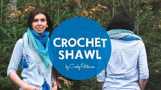 Crochet Moonlight Wrap Triangle Scarf Tutorial | Croby Patterns
