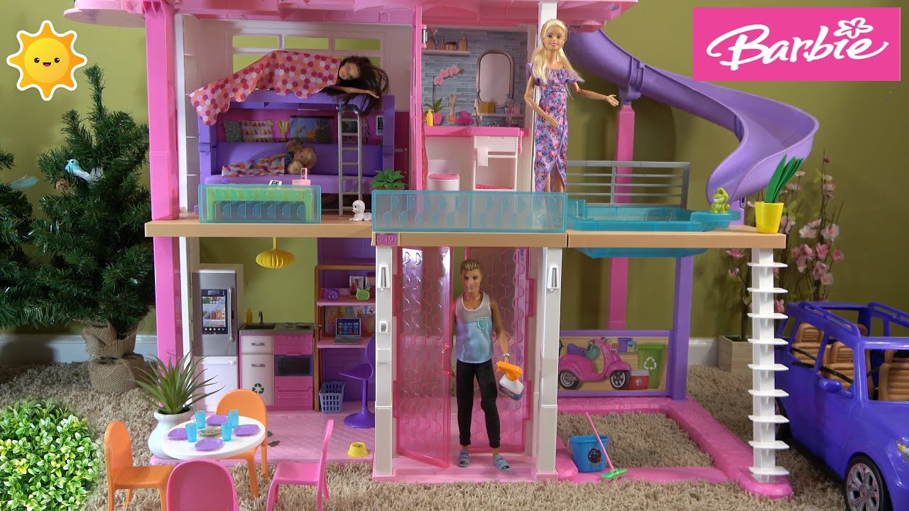Barbie at Barbie Dream House Story: Chelsea Tricks Barbie and Ken Fun Day - YouTube