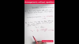 Permutation | Arrangements without repetition #shorts  #permutation