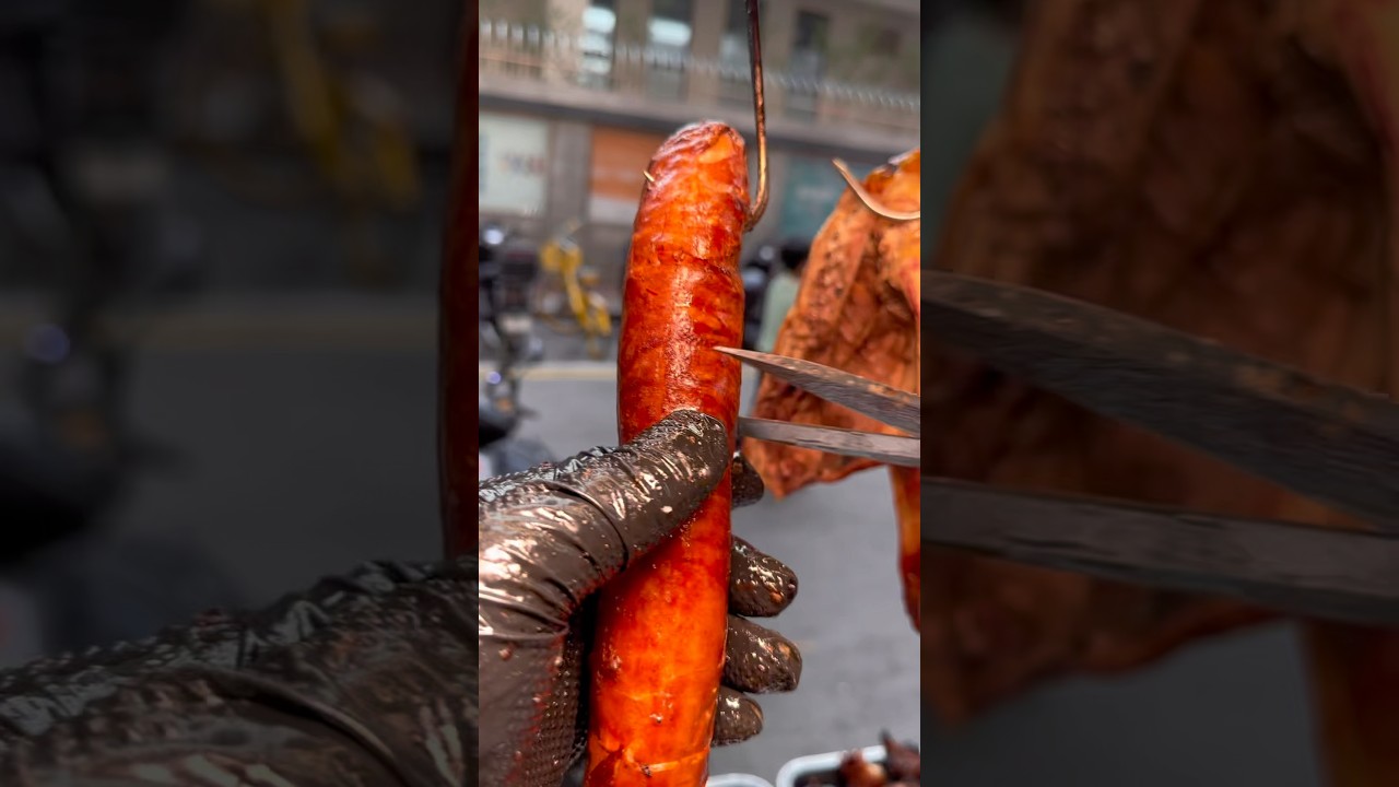 😋 Street Food Crispy Pork Intestine Cutting Looks Insane 🔥 #shorts #food #usa