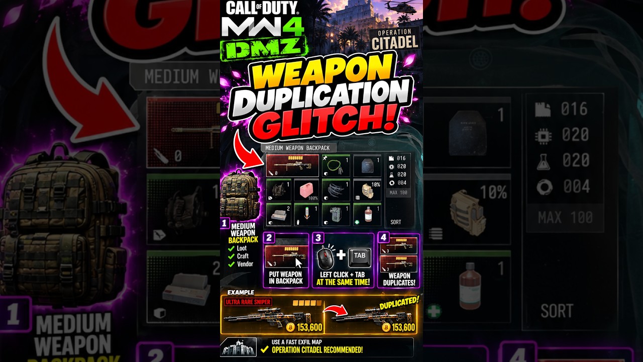 (Server Patch)MW4 DMZ WEAPON DUPLICATION GLITCH! 💰 Easy Money! #Shorts #mw4 #dmz  #duplicationglitch