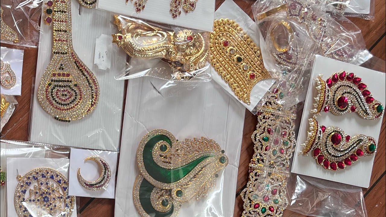 Jewellery in small size for Hindu God and Goddess Miniature gold colour Abharana for Idols statues