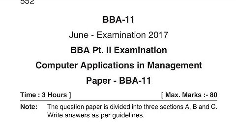 Computer Applications In Management BBA 2nd Year Question Paper 2018