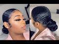 Middle Part Low Twisted Knot Bun using Braiding Hair | Natural Hair