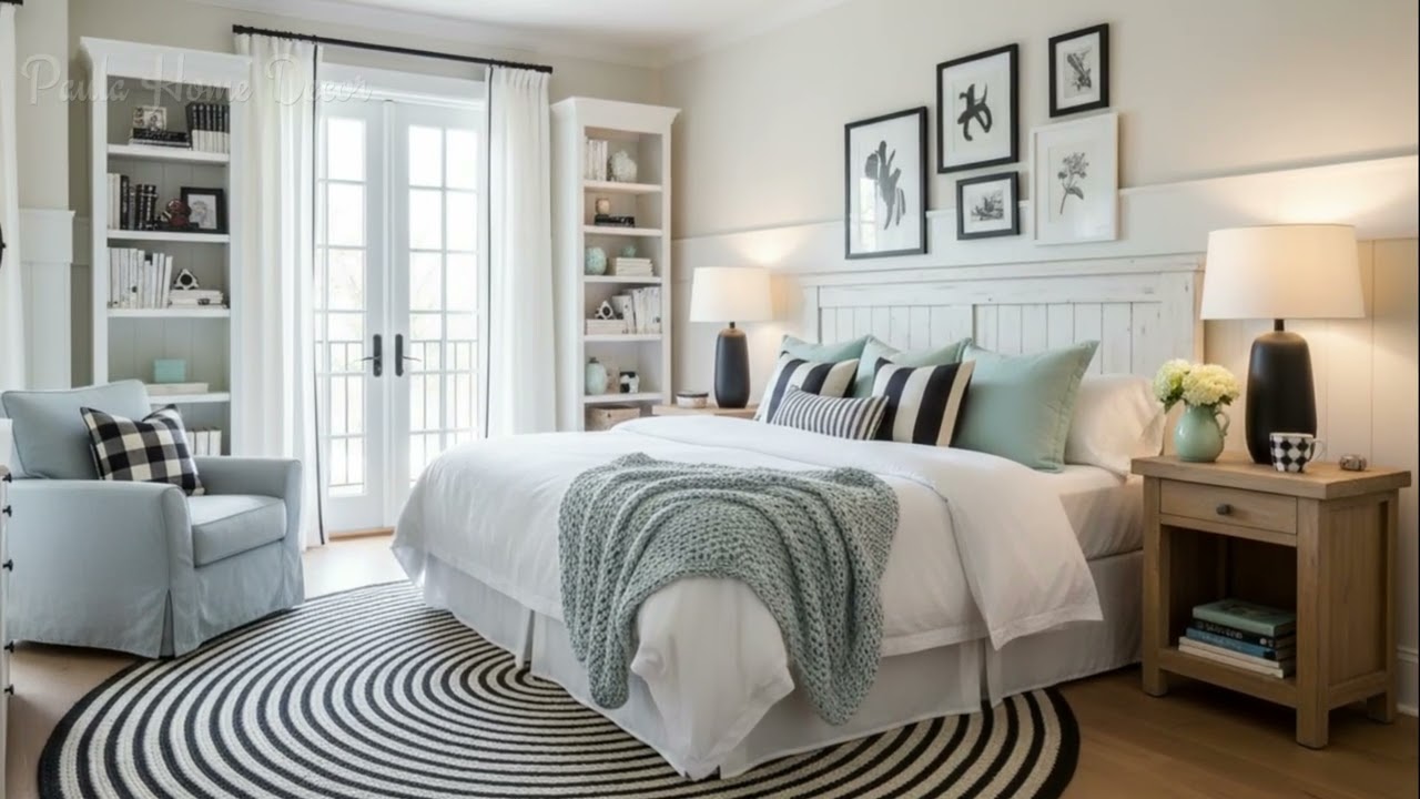 Идеи оформления маленькой черно-белой спальни, которые максимально эффективно используют простран...