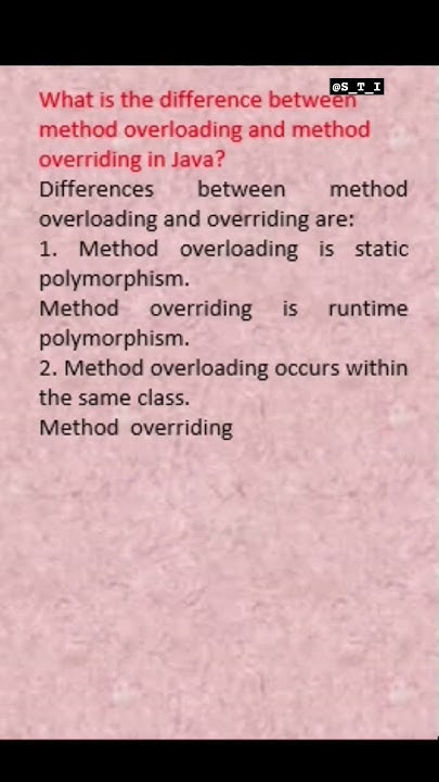 What is the difference between method overloading and method overriding ...