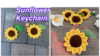 💯Quick and simple Sunflower Keychain🌻How to Crochet a Sunflower Keychain