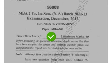2012 Mdu MBA 1st Sem Business Environment QuestionPaper #MduQuestionPaper
