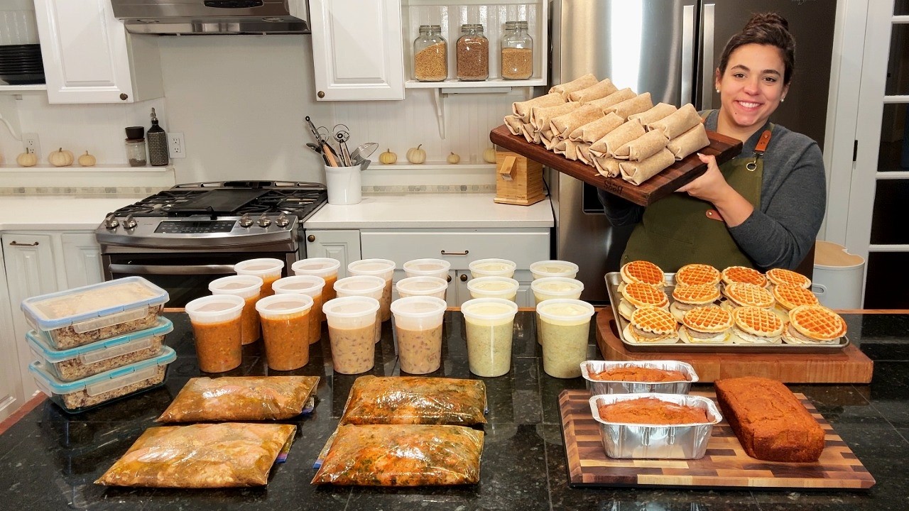 Cook Once and Eat For Two Months! Breakfast, Lunch, Dinner, and Snack Freezer Meals!